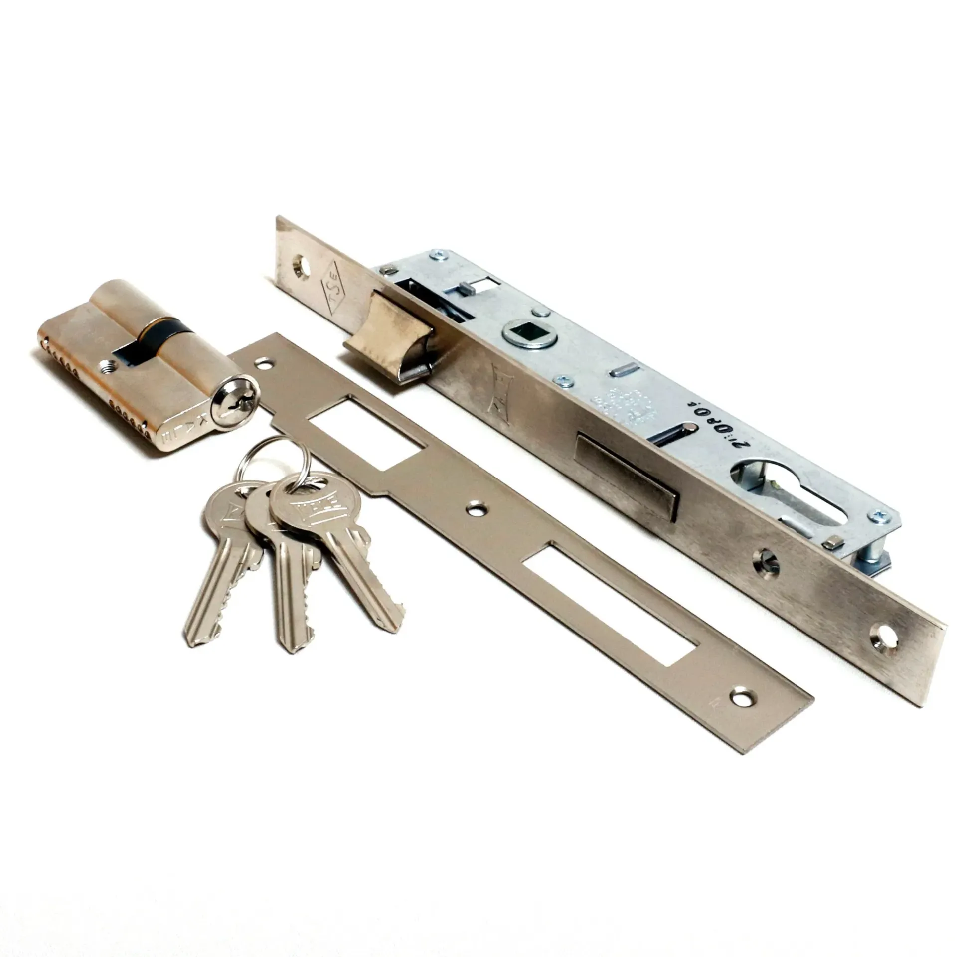 Kale 153 20 mm Silindirli Dar Tip Kilit Barel:Standart 62 mm 3 Anahtar Ayna:23 mm Nikel Düz