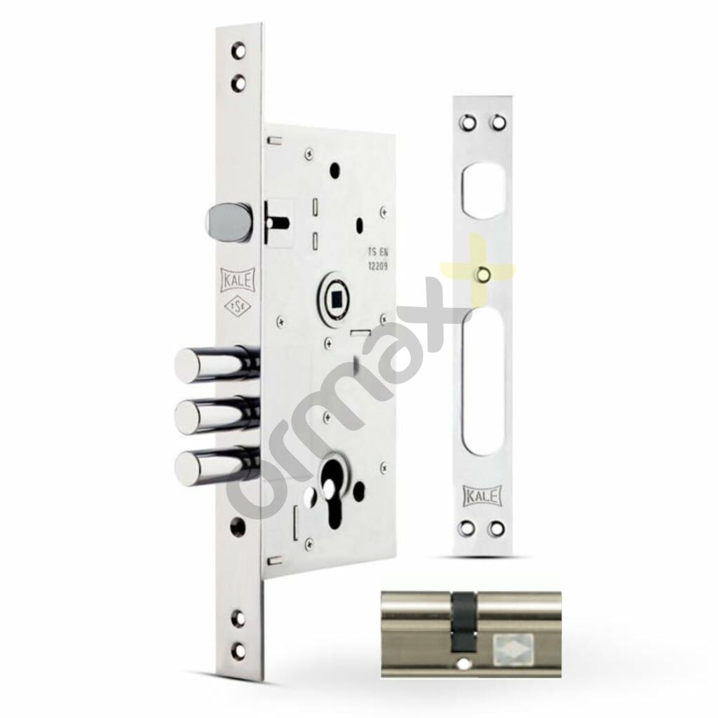 Kale 252 R 60 mm Monoblok Çelik Kapı Kilidi Barel:Sistem 68 Mm 3 Anahtar Ayna:23 Mm Krom Düz