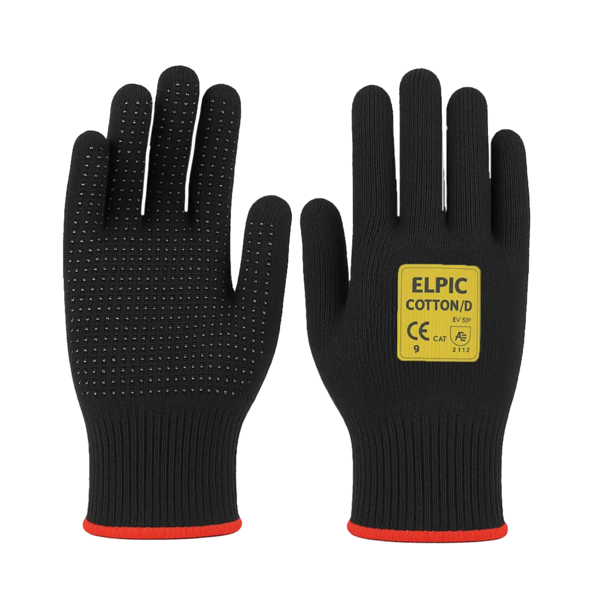 Elpic Cotton D Siyah Dotlu Eldiven 10 No 240'lı Koli