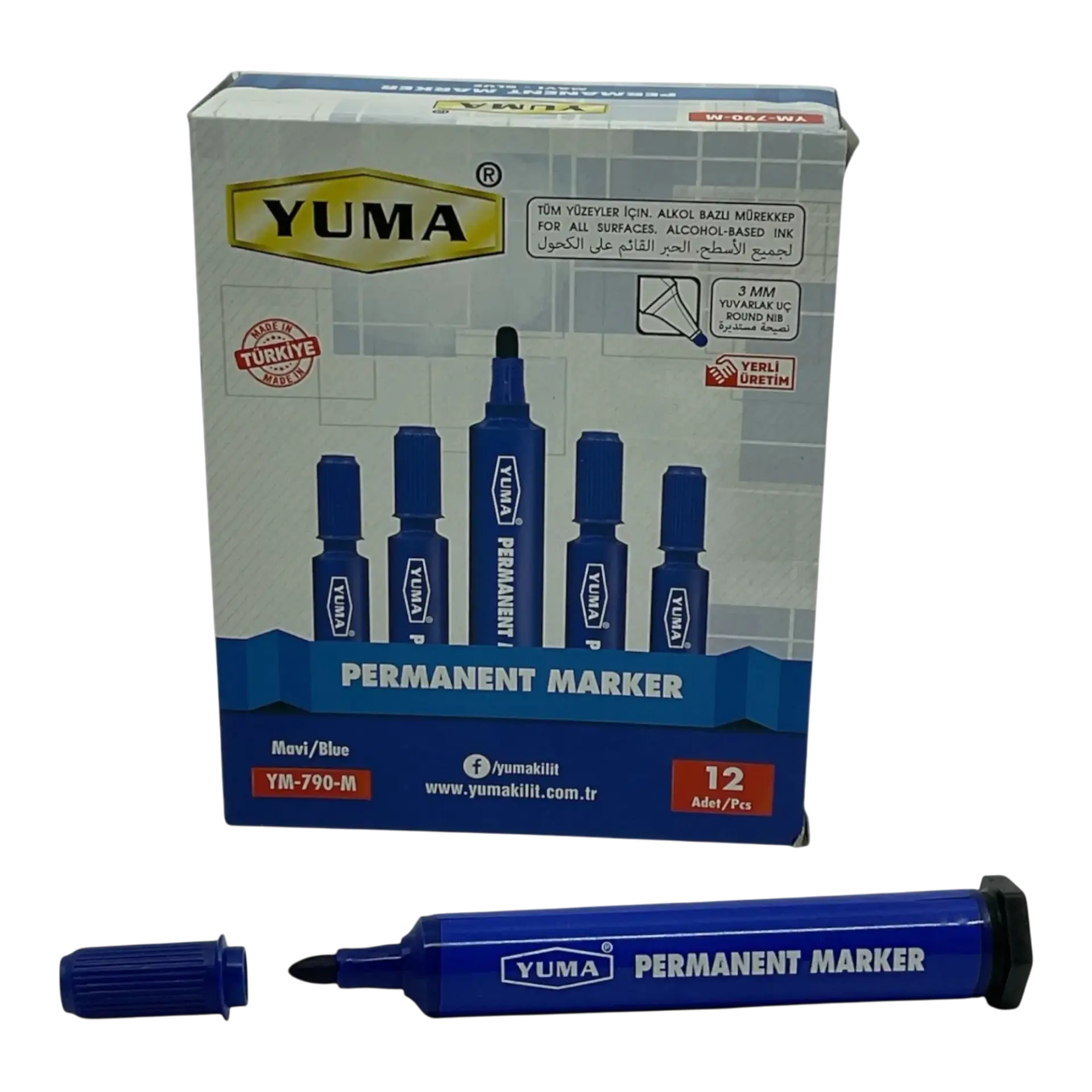 Yuma YM-790 Koli Kalemi Mavi - 12'li Paket
