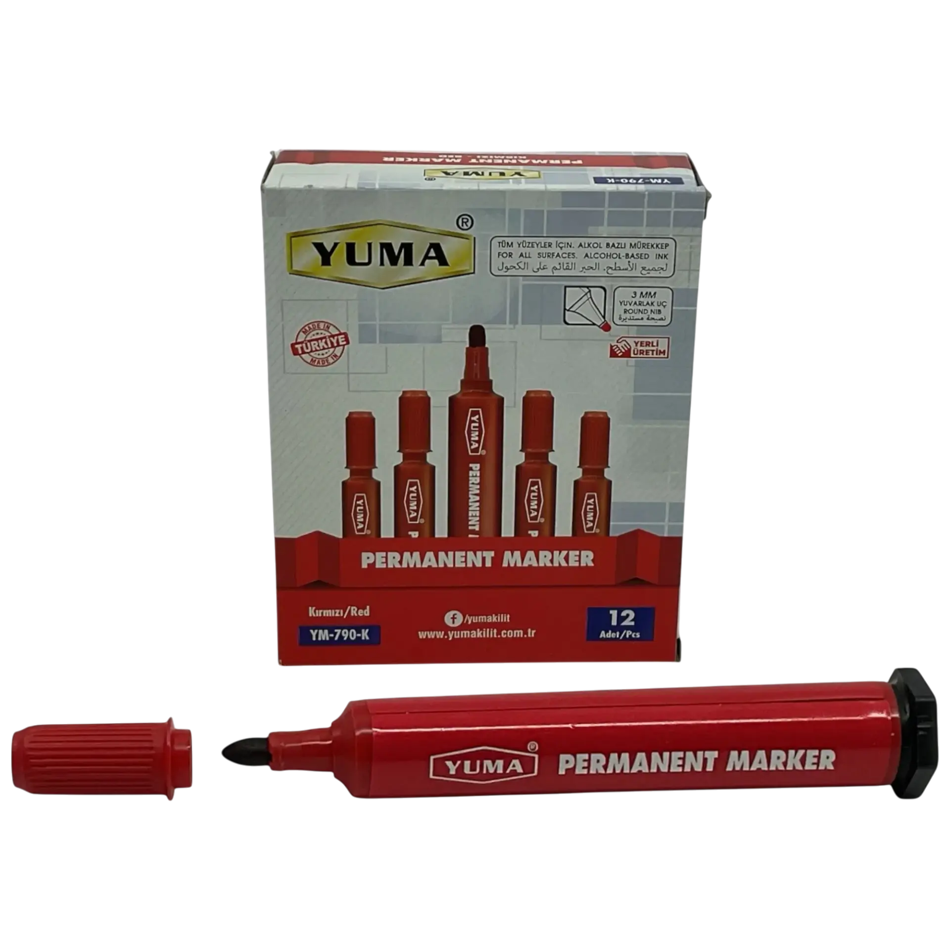 Yuma YM-790 Koli Kalemi Kırmızı - 12'li Paket