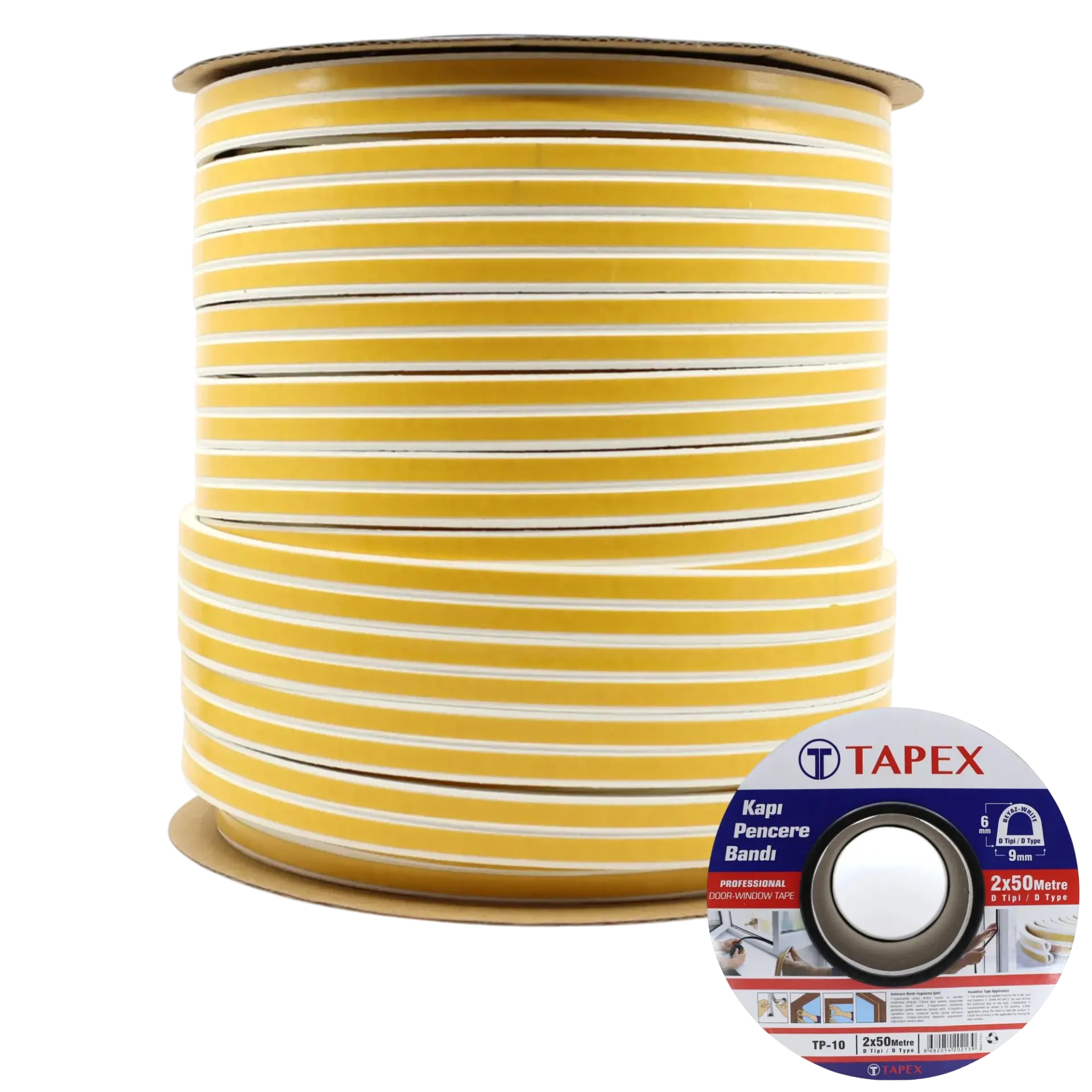Tapex Kapı Pencere Bandı Beyaz 2x50 mt D Tipi 6*9 mm