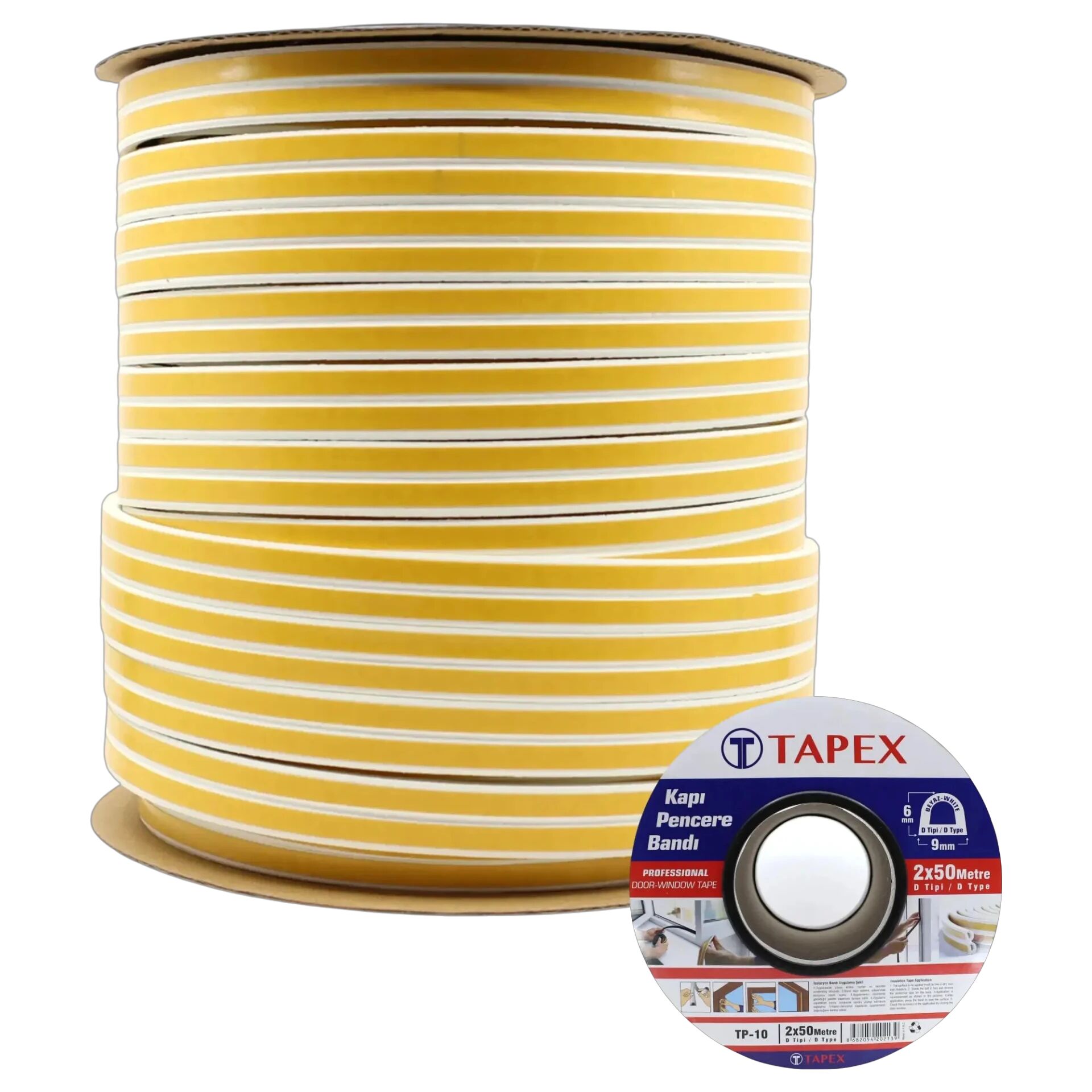 Tapex Kapı Pencere Bandı Beyaz 2x50 mt D Tipi 6*9 mm