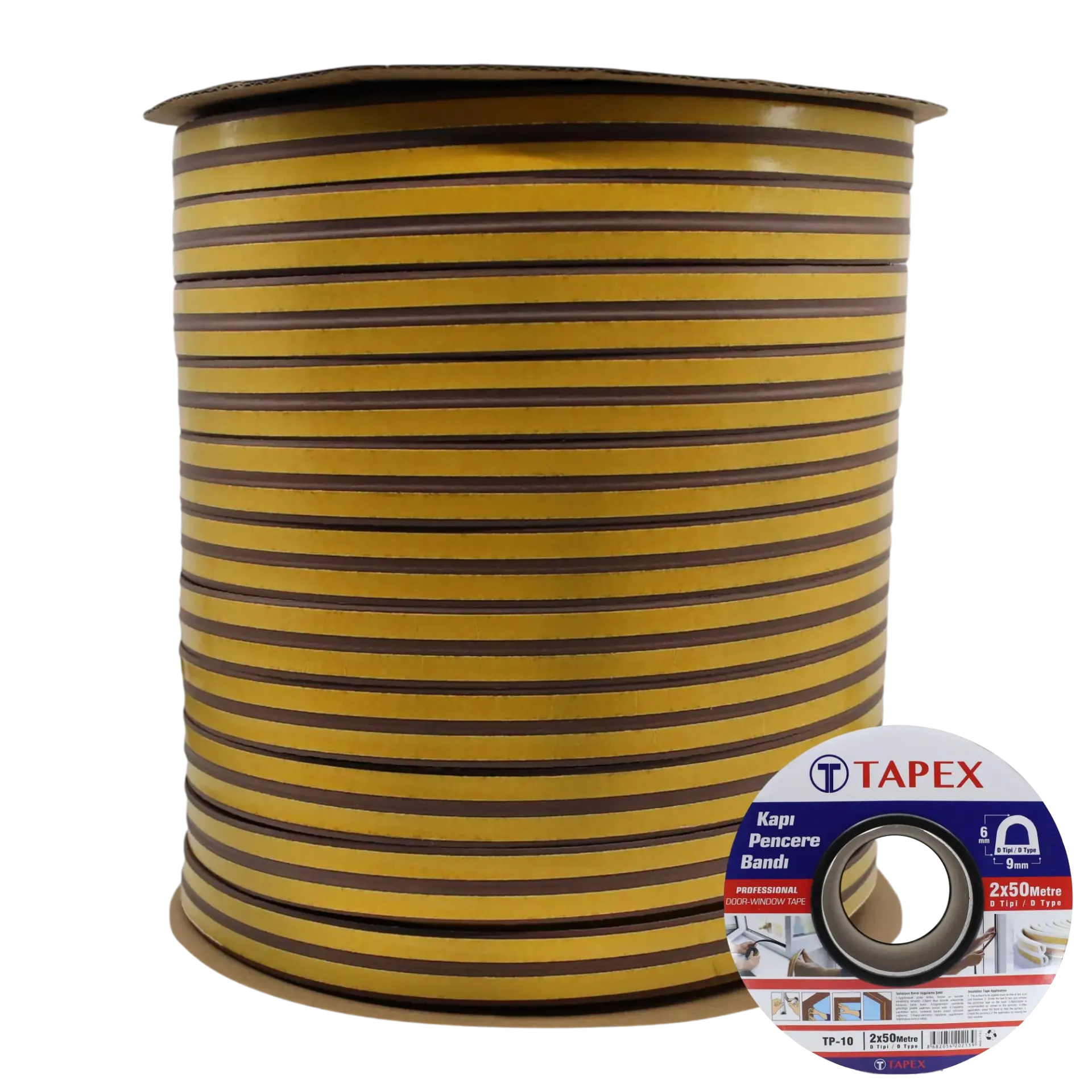 Tapex Kapı Pencere Bandı Kahve 2x50 mt D Tipi 6*9 mm