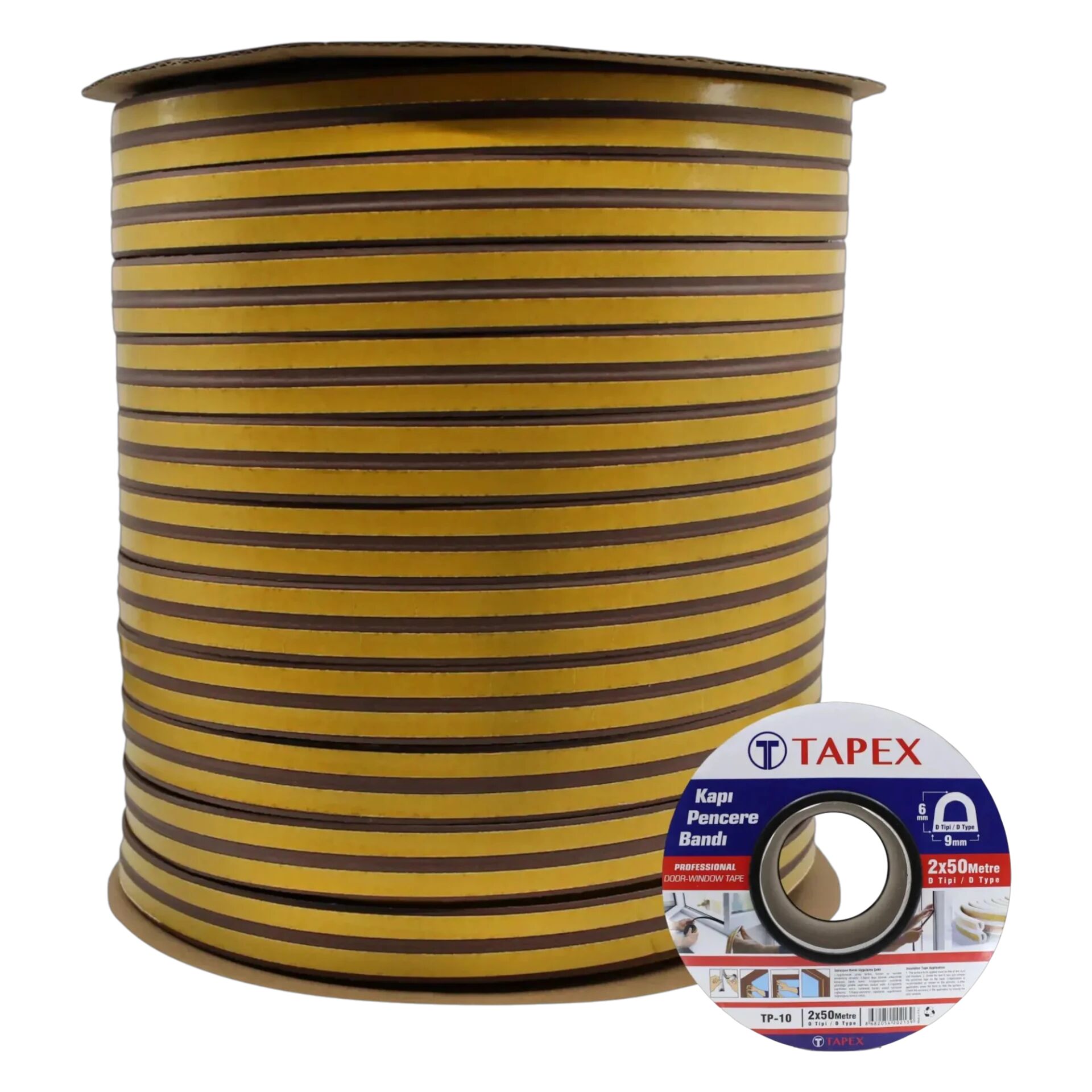 Tapex Kapı Pencere Bandı Kahve 2x50 mt D Tipi 6*9 mm