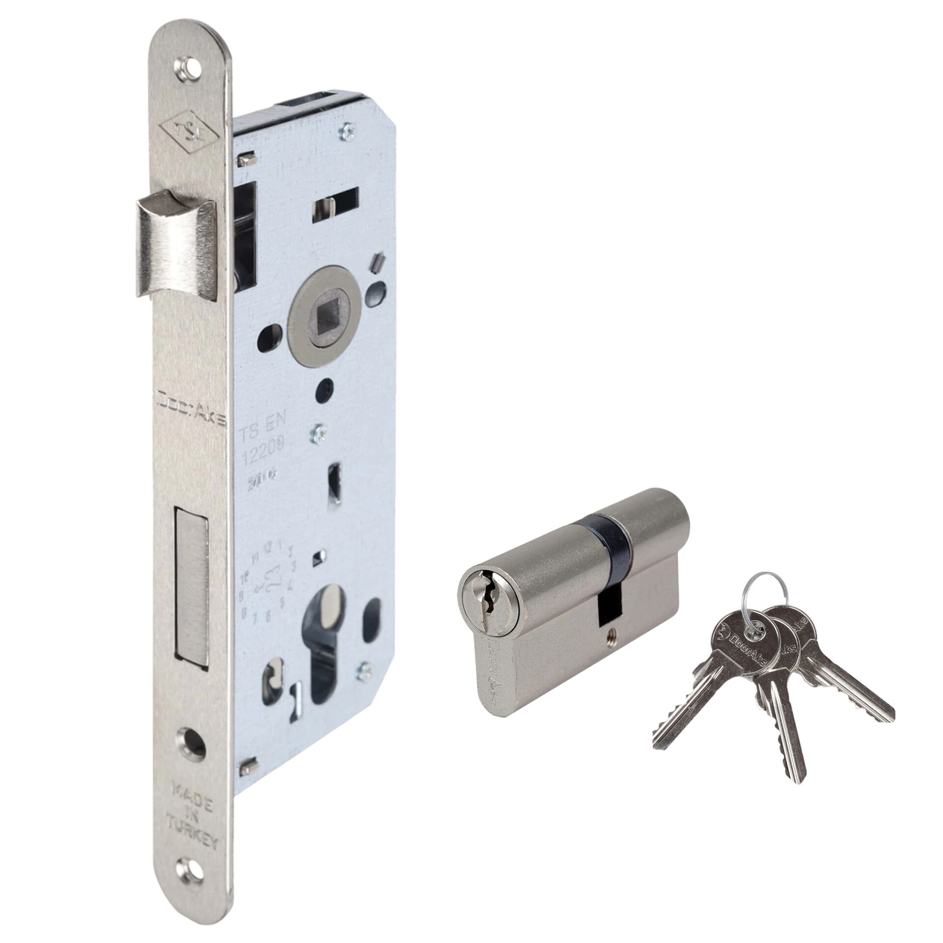 Dooraks 121ZB Silindirli Kilit 40 mm Nikel Ayna:Oval 23 mm Barel:68 mm Zamak