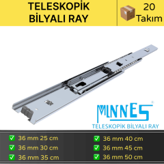 Minnes Teleskopik Çekmece Rayı 36*250 mm 20'li Koli