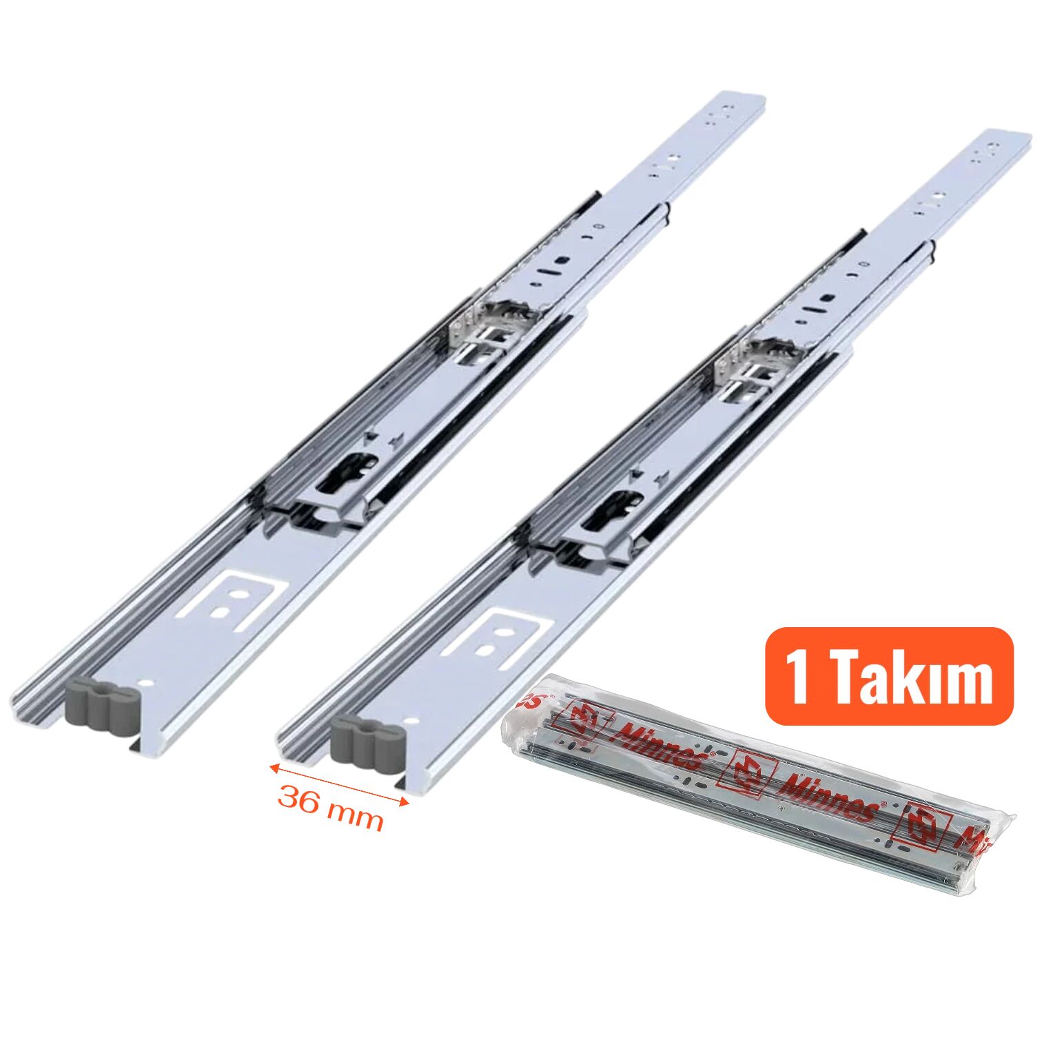 Minnes Teleskopik Çekmece Rayı 36*250 mm