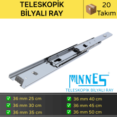 Minnes Teleskopik Çekmece Rayı 36*450 mm 20'li Koli