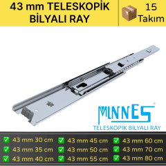 Minnes Teleskopik Çekmece Rayı 43*350 mm 15'li Koli