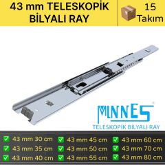 Minnes Teleskopik Çekmece Rayı 43*450 mm 15'li Koli