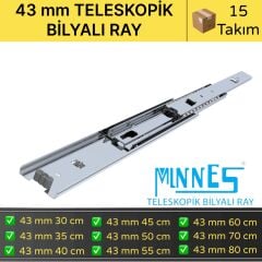 Minnes Teleskopik Çekmece Rayı 43*500 mm 15'li Koli