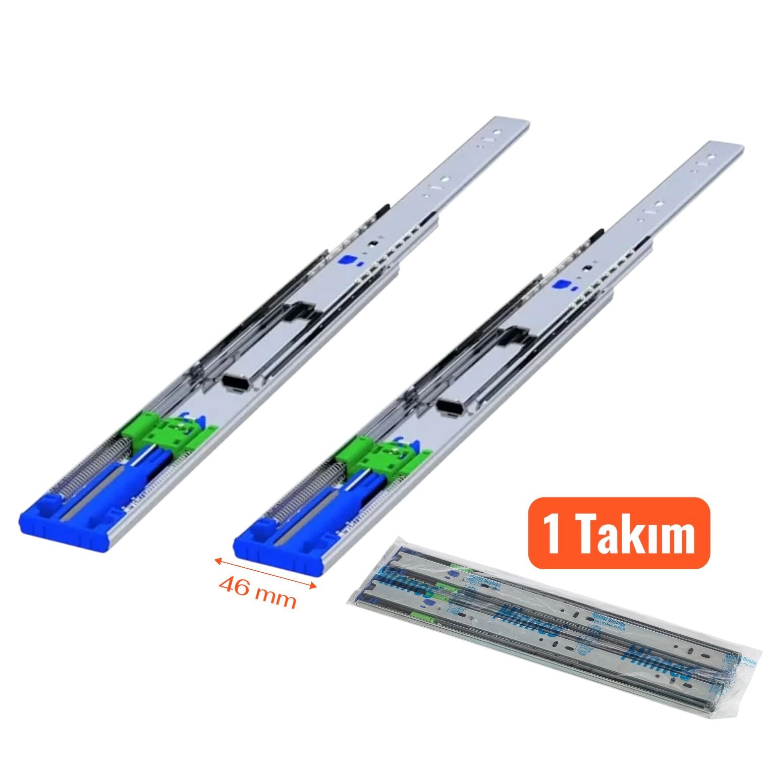 Minnes Frenli Teleskopik Çekmece Rayı 46*500 mm