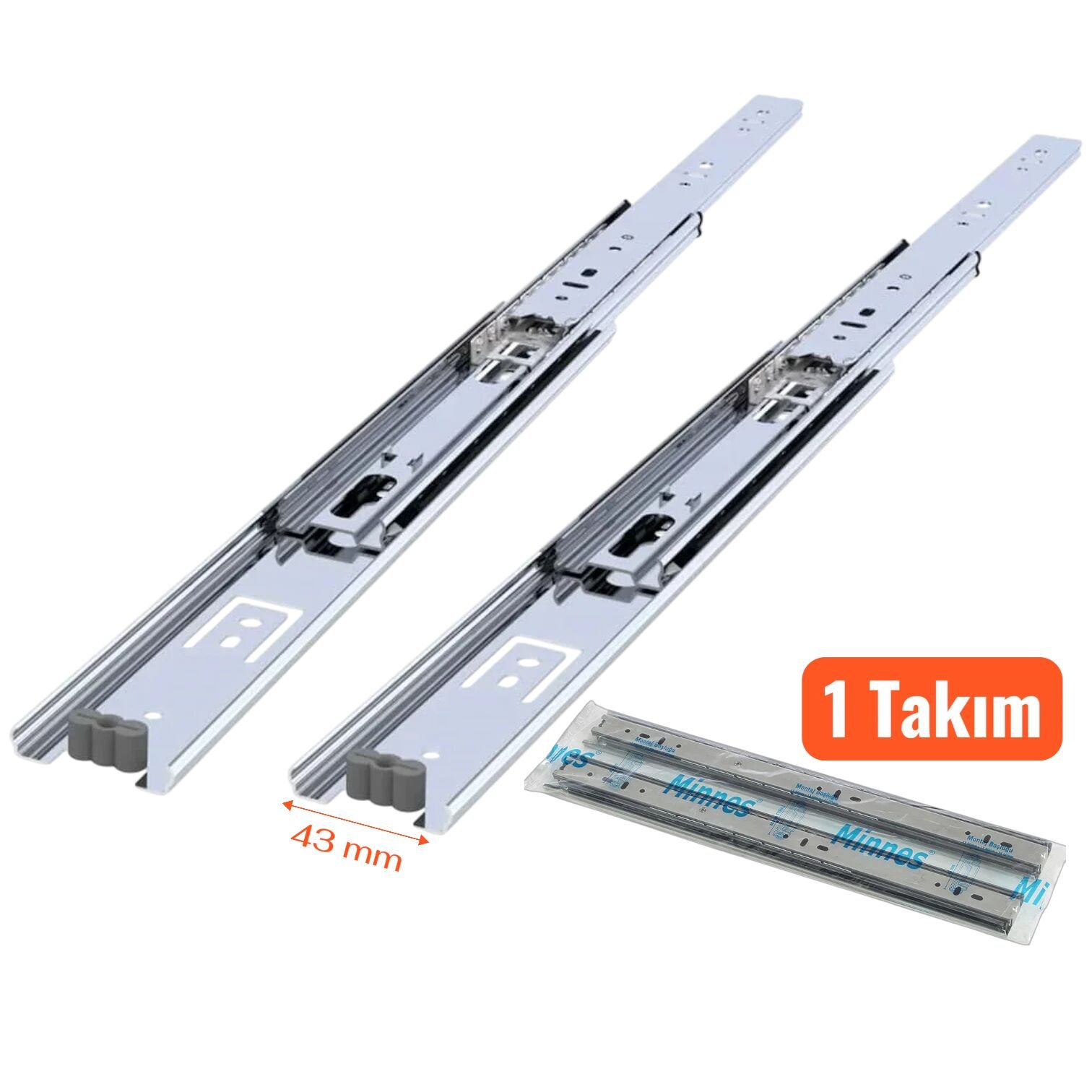 Minnes Teleskopik Çekmece Rayı 46*700 mm