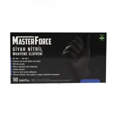 Master Force Siyah Nitril Muayene Eldiveni Medium