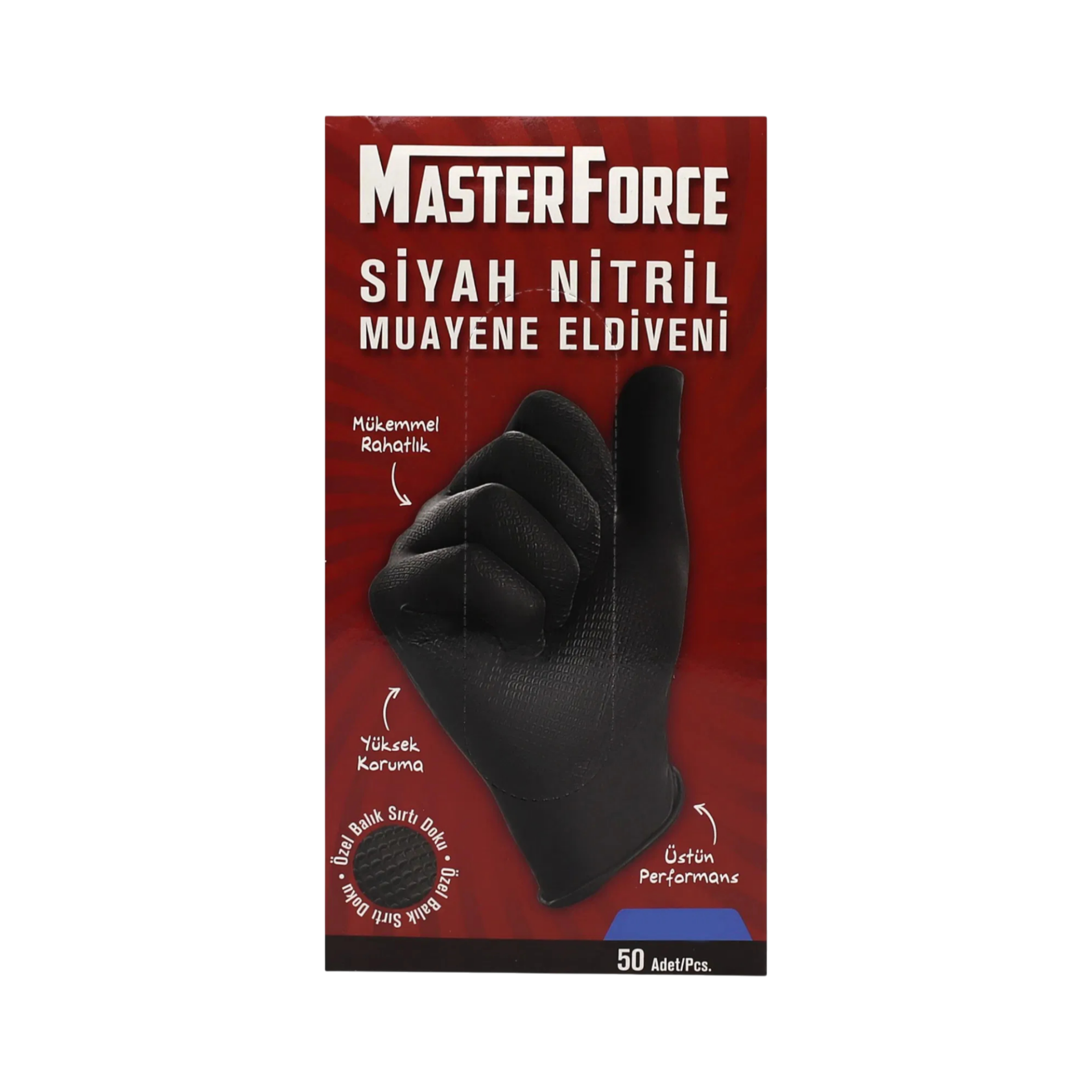 Master Force Siyah Nitril Muayene Eldiveni Medium