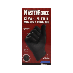 Master Force Siyah Nitril Muayene Eldiveni Medium