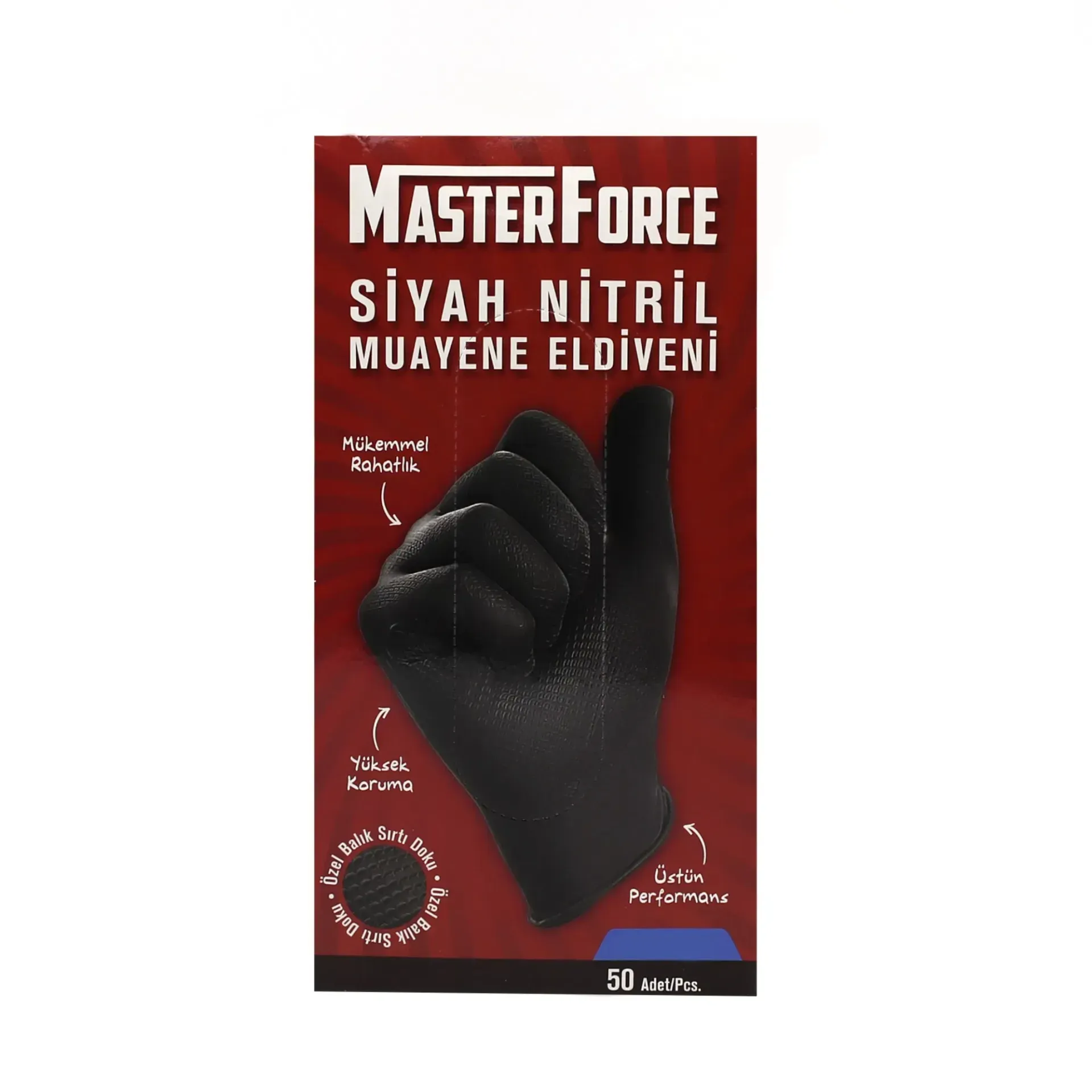Master Force Siyah Nitril Muayene Eldiveni Large