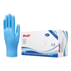 Beybi Mavi Pudrasız Nitril Muayene Eldiveni Small