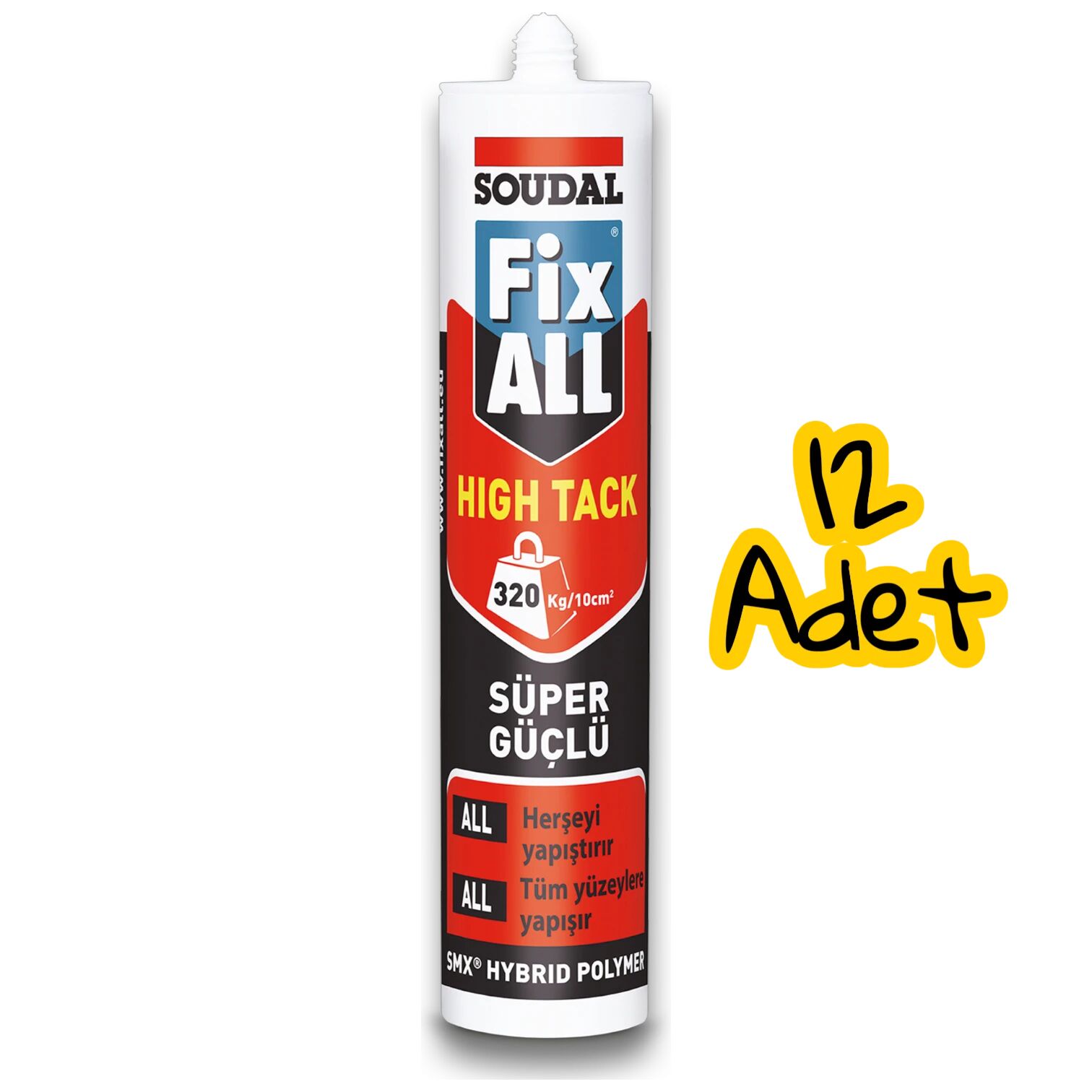 Soudal Fixall High Tack (Korniş Yapıştırıcı) Beyaz 290 ml 12'li Koli