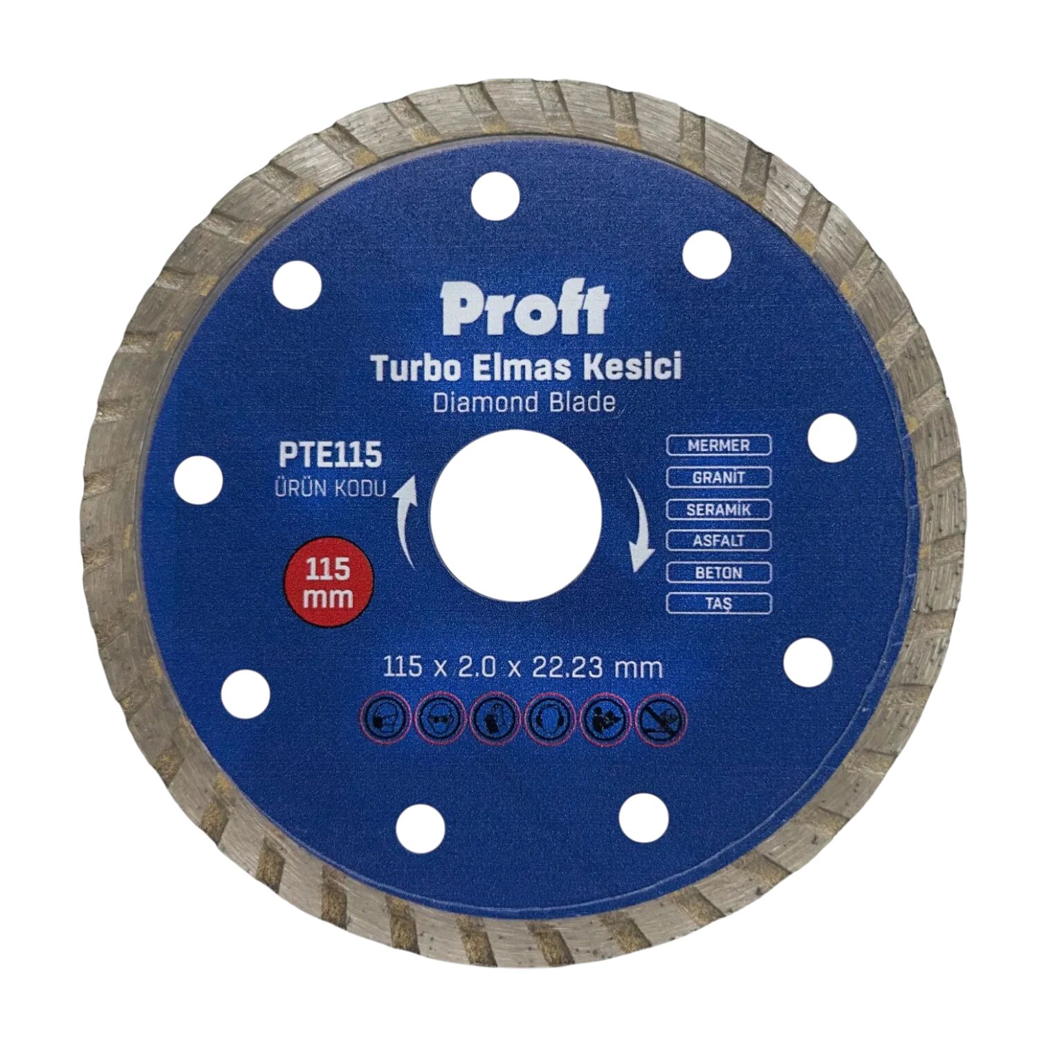 Proft Turbo Mermer-Granit-Seramik-Asfalt-Beton Kesici 115*2,0*22 mm 5'li Paket