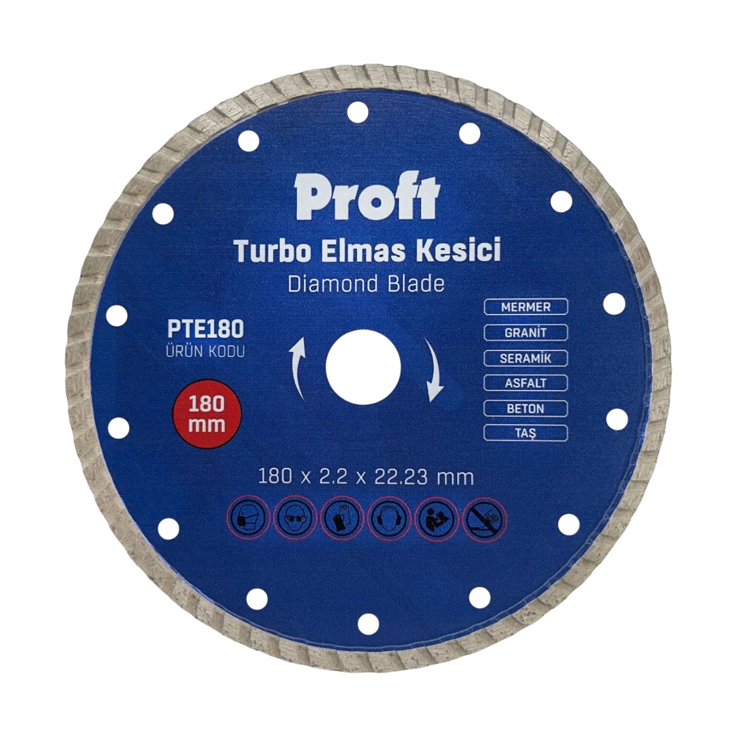 Proft Turbo Mermer-Granit-Seramik-Asfalt-Beton Kesici 180*2,2*22 mm 5'li Paket