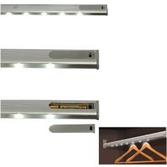 75 Modül Pilli Sensörlü Işıklı Gardırop Askı Borusu Mat Eloksal Oval Ø:16*30 mm