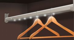 65 Modül Pilli Sensörlü Işıklı Gardırop Askı Borusu Mat Eloksal Oval Ø:16*30 mm