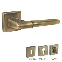 Dubai Kare Rozetli Zamak Wc Kapı Kolu Mat Antik Sarı