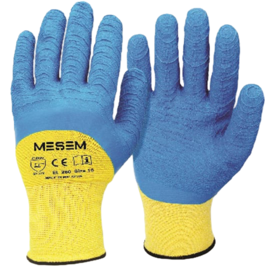 Meşem Pütürlü Camcı Eldiveni Sarı Mavi 10 No 12'li Paket