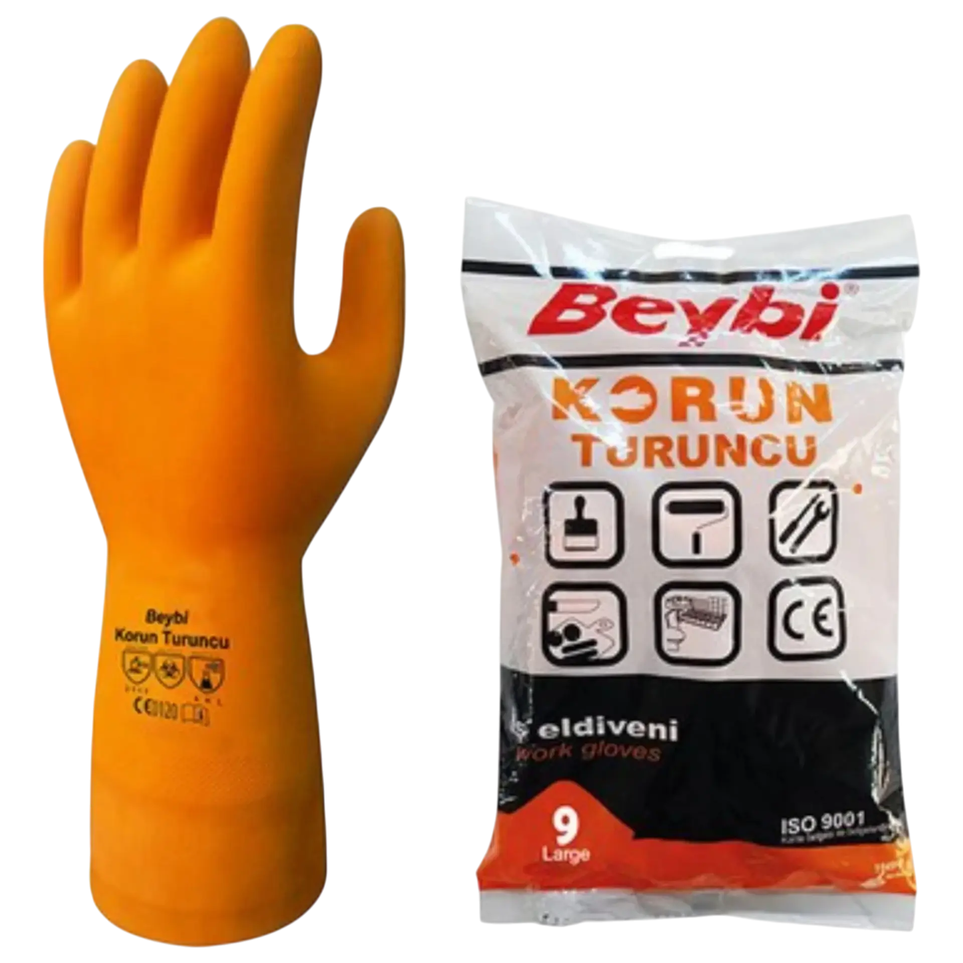 Beybi Korun Turuncu Eldiven No:9 12'li Paket