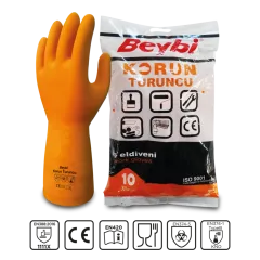 Beybi Korun Turuncu Eldiven No:10 - 12'li Paket