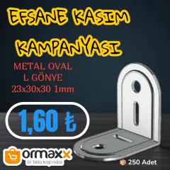 Metal Oval L Gönye 23*30*30 mm K:1 mm 250'li Paket