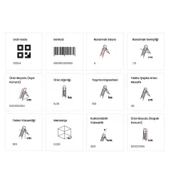 Doğrular Perilla Riser Ev Tipi Siyah Merdiven 4+1