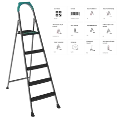 Doğrular Perilla Riser Ev Tipi Siyah Merdiven 4+1