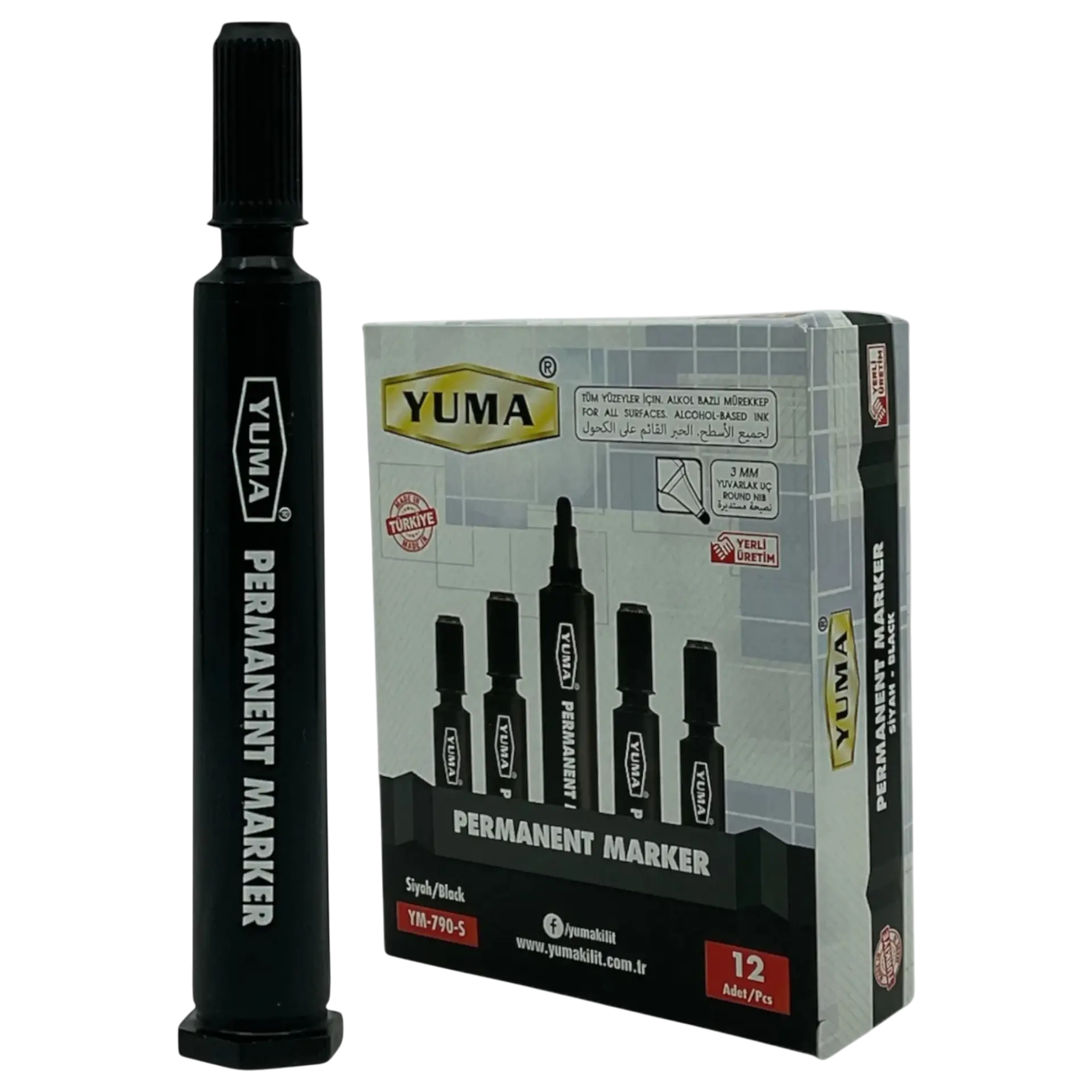 Yuma YM-790 Koli Kalemi Siyah - 12'li Paket
