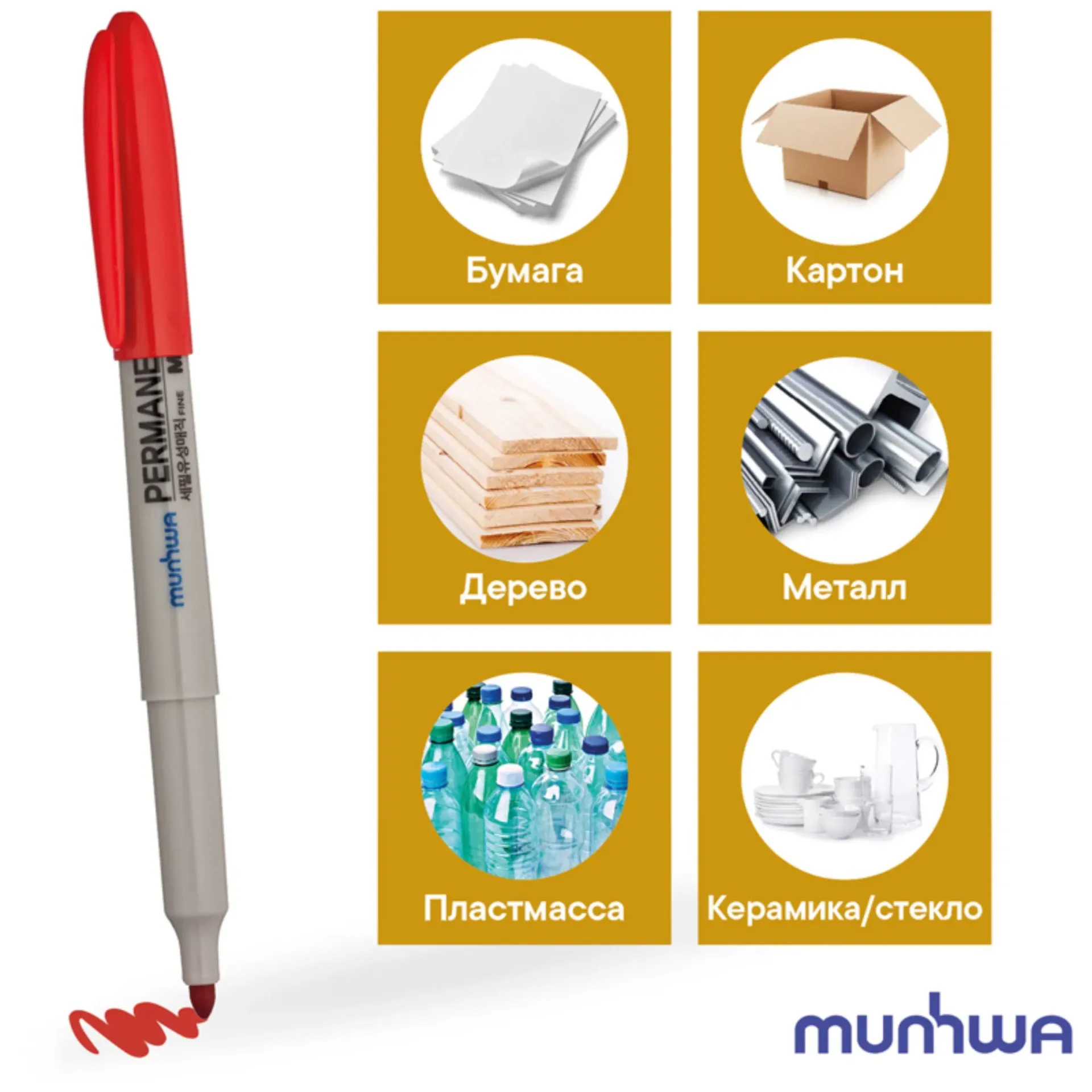 Munhwa Permanent Marker Asetat Kalemi - 12'li Paket
