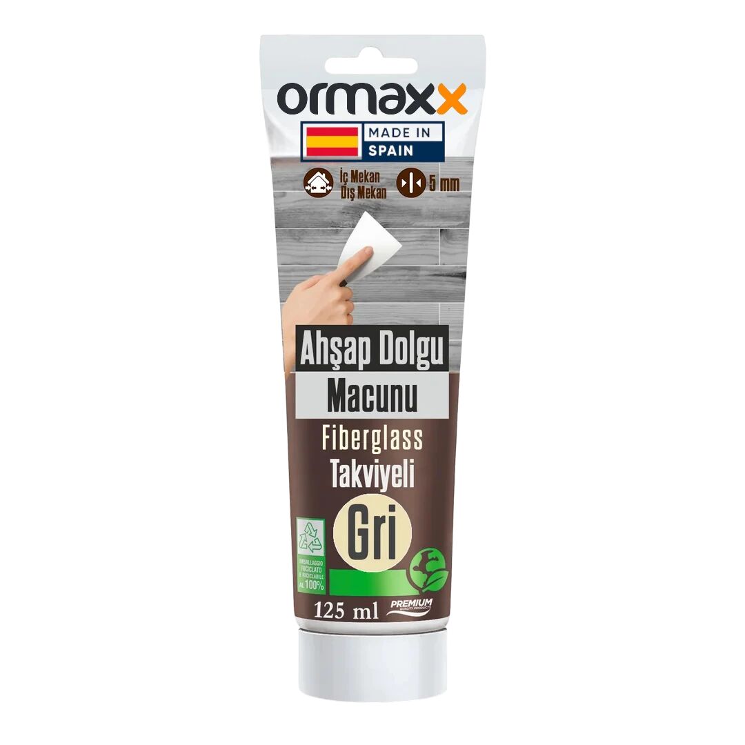 Aguaplast - Gri Fiberglass Katkılı Ahşap Dolgu Tamir Macunu 125 ml