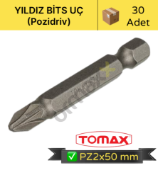 Tomax PZ 2*50 Mm Yıldız Bits Uç 30'lu Paket