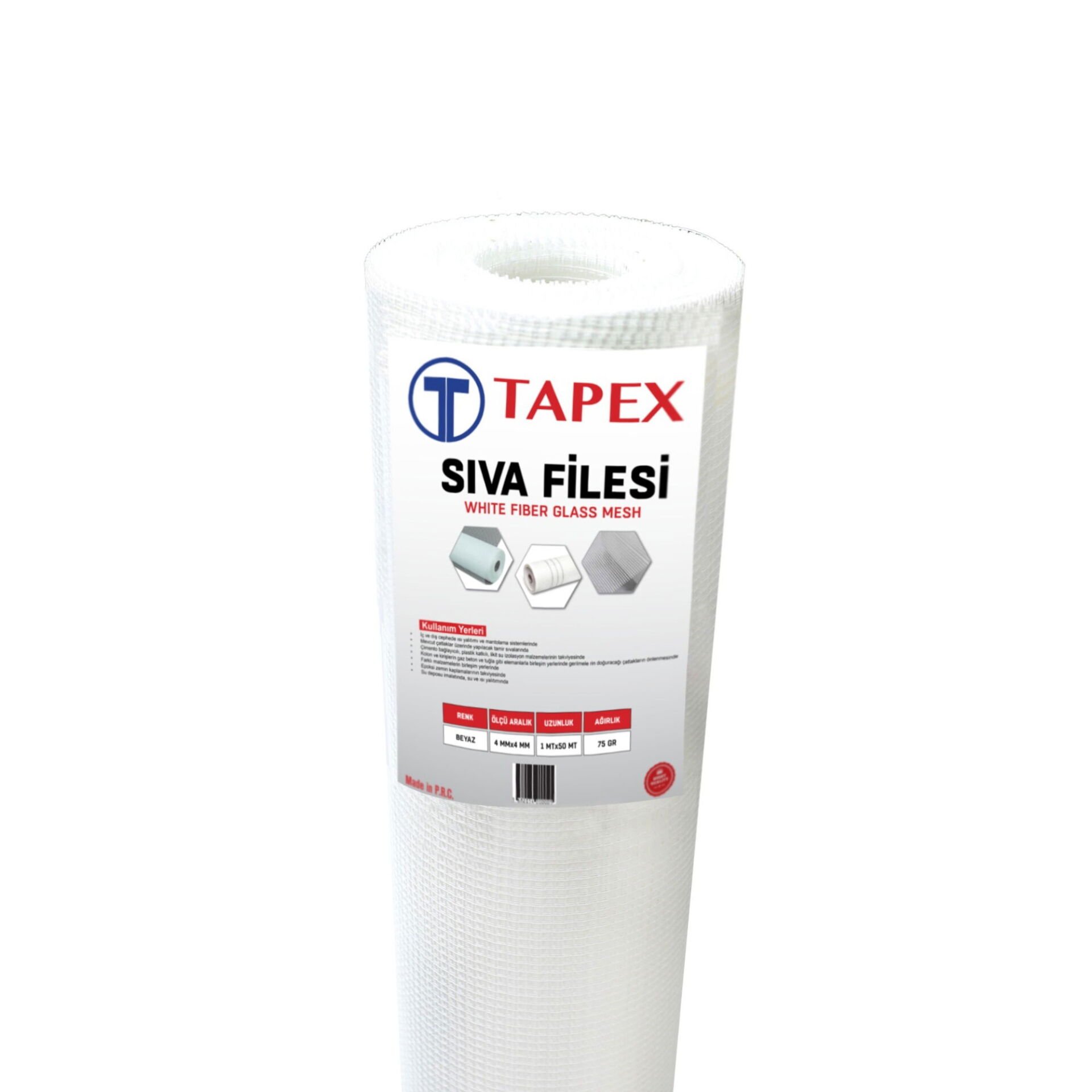 Tapex Sıva Filesi 75 gr Beyaz 50 mt