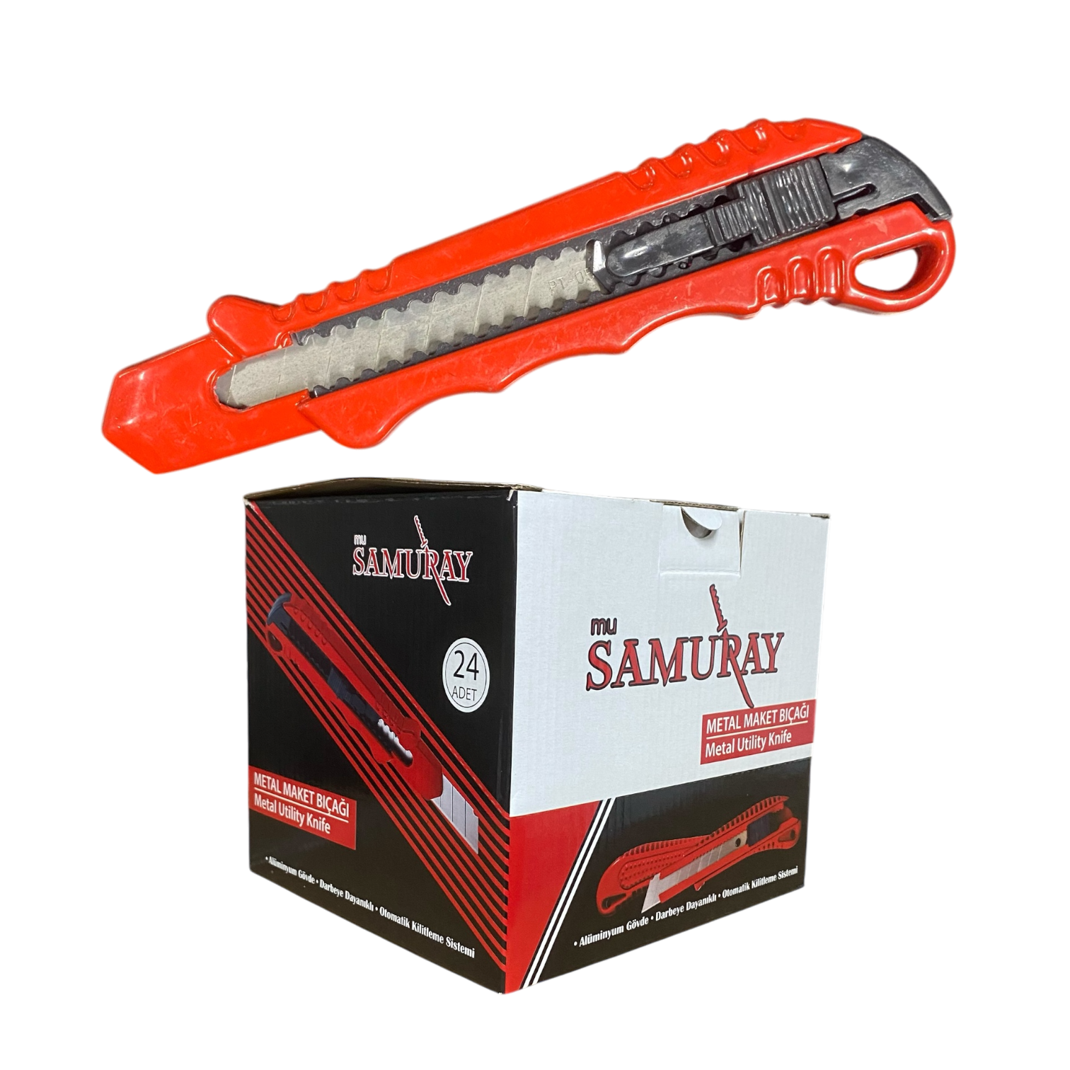 Samuray Metal Maket Bıçağı Kırmızı Profesyonel  ×24 Adet