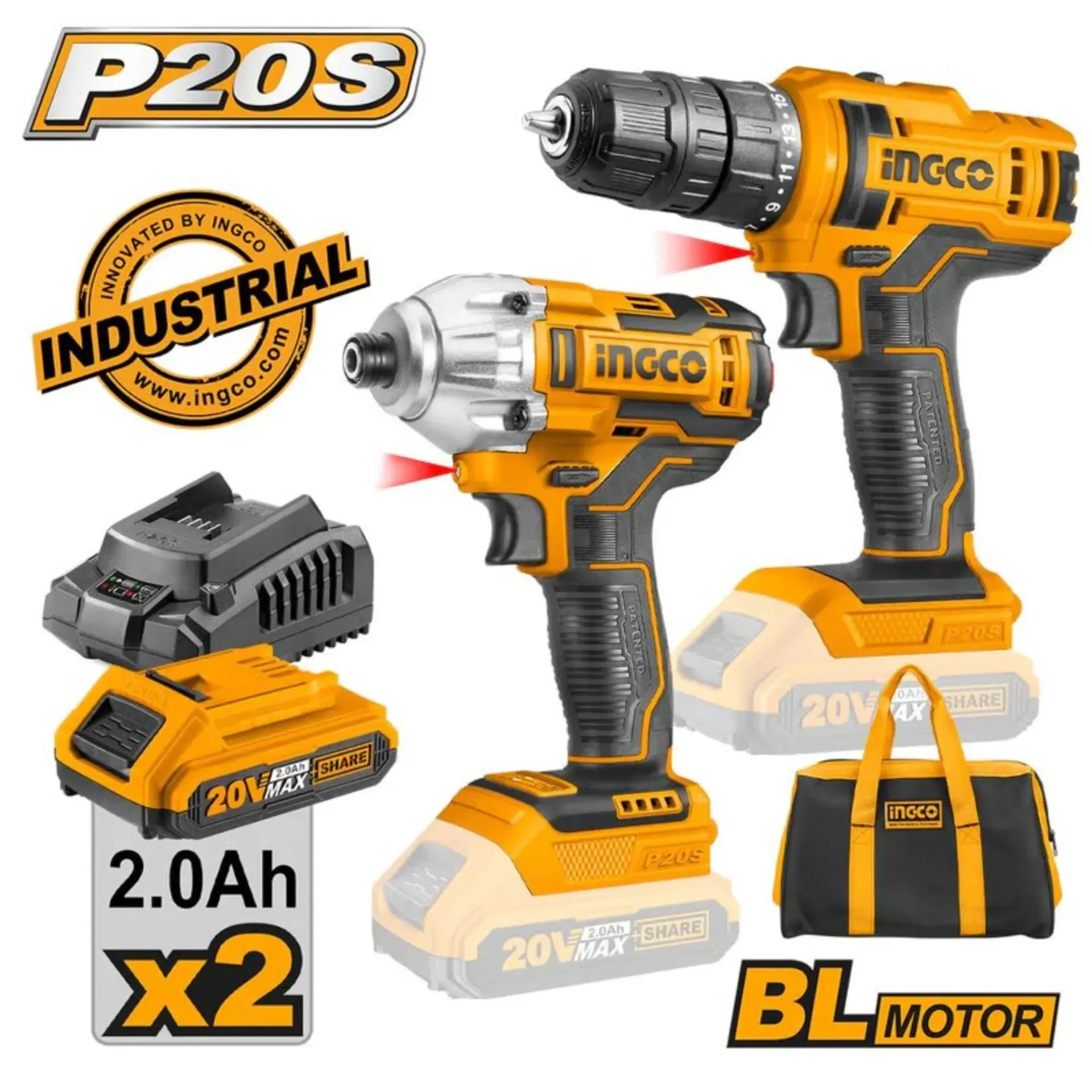 İngco CKLI 2016 Matkap-Vidalama 2'li Set 20V