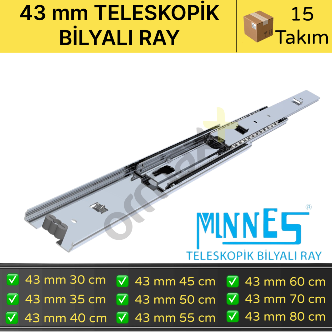 Minnes Teleskopik Ray 43*350 mm 15'li Koli