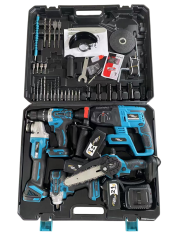 Lieber German 5li Set Kömürsüz Motor 3x Akü - Taşlama, Somun Sıkma, Kırıcı Delici, Matkap & Dal Budama Testere