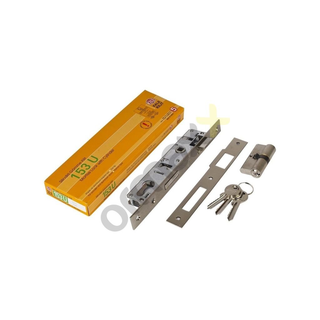 Kale 153 25 mm Silindirli Dar Tip Kilit Barel:Standart 62 Mm 3 Anahtar Ayna:23 Mm Nikel Düz