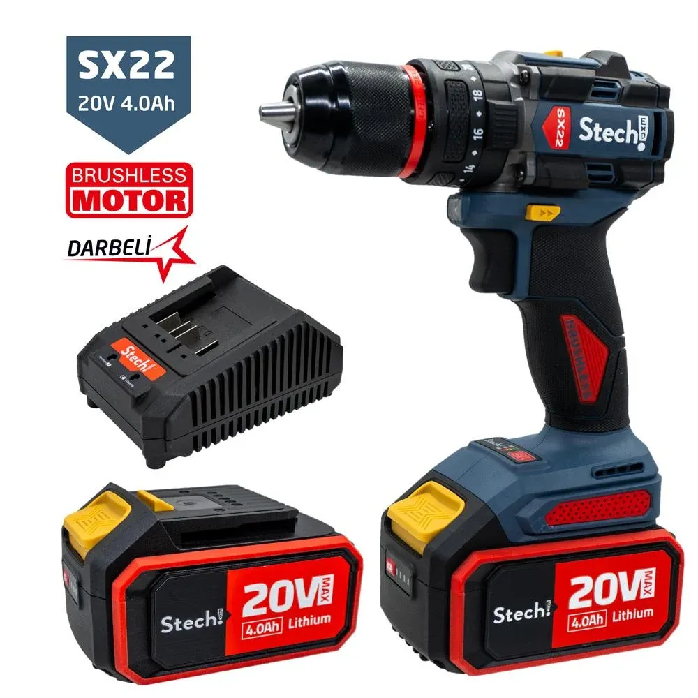 Stechend SX22 20V 4.0 Ah Çift Akülü Darbeli Matkap