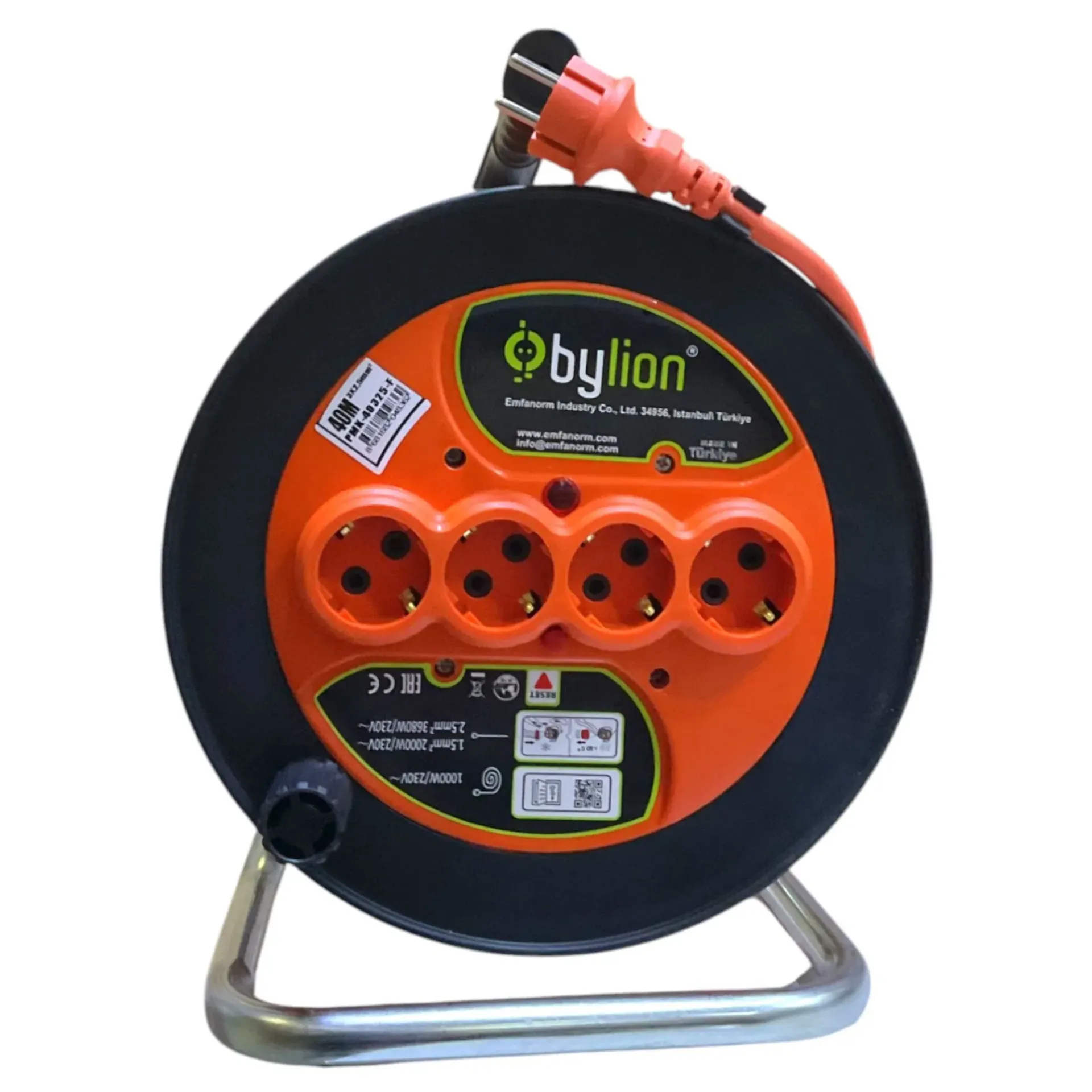 Bylion Seyyar Makara Kablo  3x2.5 mm 40 Mt PMK40325F