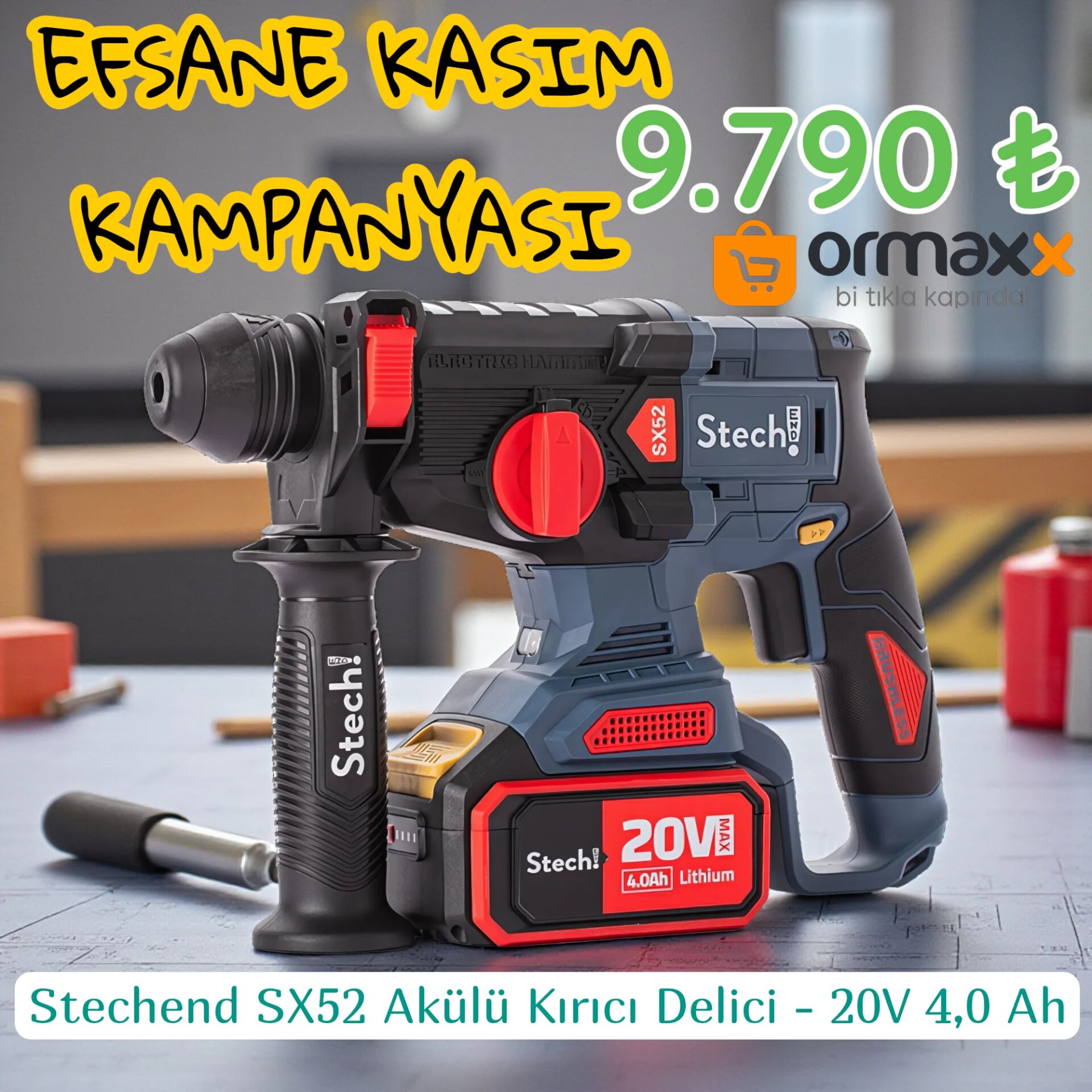 Stechend SX52 Akülü Kırıcı Delici - 20V 4,0 Ah