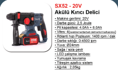 Stechend SX52 Akülü Kırıcı Delici - 20V 4,0 Ah