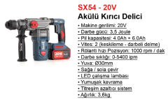 Stechend SX54 - 20V Solo Akülü Kırıcı Delici